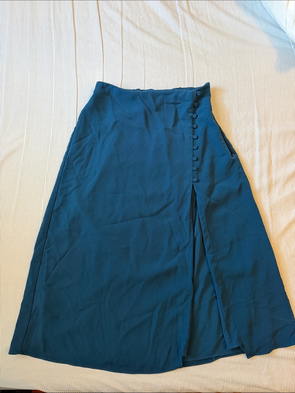 Abercrombie & Fitch Teal A-Line Skirt with Slit and Side Button Detail